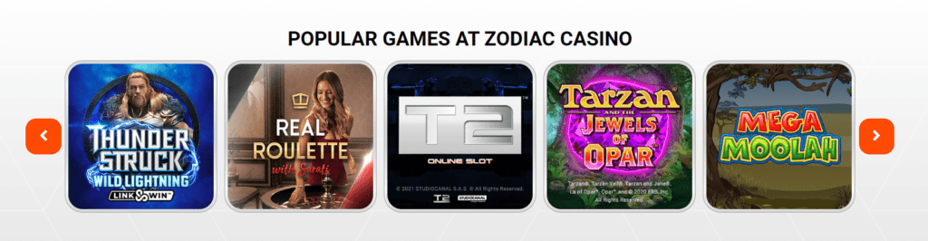 zodiac casino online slots