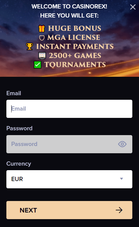Sign up at Casino Rex